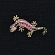 Luxury Crystal Gecko Brooch with Rhinestone Embellishment